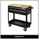 Husky Tool Storage 3-Drawer 36 in. W Standard Duty Gloss Black Rolling Tool Cart with Hardwood Top HOUC3603B1QWK