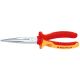 KNIPEX 8 in. 1000-Volt Insulated Long Nose Pliers with Cutter and Chrome Plating in Red/Yellow 26 16 200
