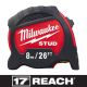 Milwaukee 8 m/26 ft. x 1-5/16 in. Gen II STUD Tape Measure with 17 ft. Reach 48-22-9726