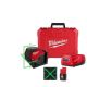 Milwaukee M12 12-Volt Lithium-Ion Cordless Green 125 ft. Cross Line and Plumb Points Laser Level Kit with 3.0 Ah Battery 3622-21