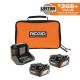 RIDGID 18V Lithium-Ion (2) 4.0 Ah Battery Starter Kit with Charger and Bag AC93044SBN