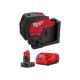 Milwaukee M12 12-Volt Lithium-Ion Cordless Green 125 ft. Cross Line and Plumb Points Laser Level with 4.0 Ah Battery and Charger 3622-20-48-59-2440