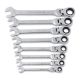 GEARWRENCH 90-Tooth SAE Ratcheting Flex-Head Combination Wrench Set with Tray (8-Piece) 86795
