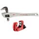 Milwaukee 14 in. Aluminum Offset Pipe Wrench with 1 in. Mini Copper Tubing Cutter (2-PC) 48-22-7184-48-22-4251
