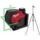 Milwaukee M12 12-Volt Lithium-Ion Cordless Green 125 ft. Cross Line & Plumb Points Laser Level Kit with 3.0 Ah Battery and Tripod 3622-21-48-35-1411