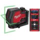 Milwaukee 100 ft. REDLITHIUM Lithium-Ion USB Green Rechargeable Cross Line Laser Level with Charger and Laser Distance Measure 3521-21-48-22-9802