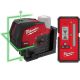 Milwaukee M12 12-Volt Lithium-Ion Cordless Green 125 ft. Cross Line and Plumb Points Laser Level with Laser Detector 3622-20-48-35-1211