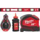 Milwaukee 24 in. Magnetic I-Beam Level and 100 ft. Bold Line Chalk Reel Kit with Red Chalk & 25 ft. Compact Auto Lock Tape Measure MLIBM24-48-22-3986-48-22-6825