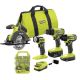 RYOBI ONE+ 18V Cordless 4-Tool Combo Kit w/ 1.5 Ah and 4.0 Ah Batteries, Charger, & 40-Piece Drill and Drive Impact Rated Kit PCL1400K2-A98401