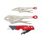 Milwaukee Torque Lock Locking Pliers Set with FASTBACK Folding Utility Knife with Blade Storage & General Purpose Blade (3-Piece) 48-22-3602-48-22-1502
