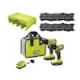 RYOBI ONE+ 18V Cordless 2-Tool Combo Kit w/ Drill/Driver, Impact Driver, Batteries, Charger, LINK Organizer Shelf & Wall Rails PCL1200K2-STM401-STM504