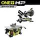 RYOBI ONE+ HP 18V Brushless Cordless 2-Tool Combo Kit with Miter Saw and Compact Portable Jobsite Table Saw (Tools Only) PBLMS01B-PBLTS01B