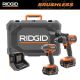 RIDGID 18V Brushless 2-Tool Combo Kit with 6.0 Ah and 4.0 Ah MAX Output Batteries, Charger, and Hard Case R92082