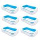 Intex Inflatable 8.5 ft. x 5.75 ft. x 1.75 ft. Rectangular Swim Center Family Pool for 2-3 Kids, Blue and White (6-Pack) 6 x 56483EP