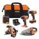 RIDGID 18V Cordless 6-Tool Combo Kit with 2.0 Ah Battery, Charger, and Tool Bag R9639SB2