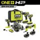 RYOBI ONE+ HP 18V Brushless Cordless 5-Tool Combo Kit w/ (2) Batteries, Charger, Bag & FREE (2) 6.0 HIGH PERFORMANCE Batteries PBLCK105K2-PBP2007