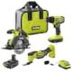 RYOBI ONE  18V Cordless 2 Tool Combo Kit w/ Drill/Driver, Circular Saw,  Multi Tool, 2  1.5 Ah Batteries, & Charger PCL1201K2-PCL430B