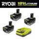 RYOBI ONE+ HP 18V HIGH PERFORMANCE Lithium-Ion 6.0 Ah Battery (2-Pack) w/ FREE 4.0 Ah HIGH PERFORMANCE Battery & Charger PBP2007-PSK014