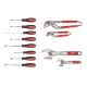 Milwaukee Screwdriver Set with 6 in. and 10 in. Adjustable Wrench Set and 6 in. and 10 in. Straight-Jaw Pliers Set (12-Piece) 48-22-2718-48-22-7400-48-22-6330