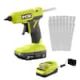 RYOBI ONE+ 18V Cordless Glue Gun Kit with 2.0 Ah Battery and Charger with Full Size Glue Sticks (24-Piece) PCL921K1-A1932402​