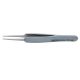 KNIPEX 4 in. Premium Stainless Steel Precision Tweezers-Blunt Tips-ESD Rubber Handles 92 21 11 ESD