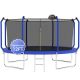 SUNRINX 12 ft. Blue Round Trampoline with Safety Enclosure Net and Basketball Hoop MG65-16-DSJ