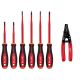 Milwaukee 1000-Volt Insulated Slim Tip Screwdriver Set with 10-24 AWG Compact Dipped Grip Wire Stripper and Cutter (7-Piece) 48-22-2206-48-22-3043