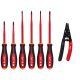 Milwaukee 1000-Volt Insulated Slim Tip Screwdriver Set with 20-32 AWG Low Voltage Dipped Grip Wire Stripper and Cutter (7-Piece) 48-22-2206-48-22-3080