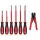 Milwaukee 1000-Volt Insulated Slim Tip Screwdriver Set with Self-Adjusting Wire Stripper and Cutter (7-Piece) 48-22-2206-48-22-3082