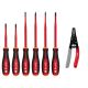 Milwaukee 1000-Volt Insulated Slim Tip Screwdriver Set with 12-16 AWG NM Dipped Grip Wire Stripper and Cutter (7-Piece) 48-22-2206-48-22-3081