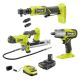 RYOBI ONE+ 18V Cordless 3-Tool Automotive Combo Kit w/Grease Gun, Multi Size Ratchet, Impact Wrench, 2.0 Ah Battery, & Charger PCL13022K1