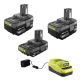 RYOBI ONE+ 18V Lithium-Ion 4.0 Ah Battery, 2.0 Ah Battery, and Charger Kit with ONE+ 4.0 Ah Lithium-Ion Battery PBP005-PSK106SB