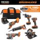 RIDGID 18V Brushless Cordless 6-Tool Combo Kit with 6.0 Ah and 2.0 Ah MAX Output Batteries and Charger R96266