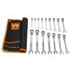 WEN 16-Piece Professional-Grade Reversible Ratcheting Metric Combination Wrench Set with Storage Pouch WR162