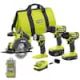 RYOBI ONE+ 18V Cordless 4-Tool Combo Kit with 1.5 Ah Battery, 4.0 Ah Battery, Charger, and 70-Piece Impact Driving Set PCL1400K2-A967001