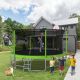 15 ft. Outdoor Kids Trampoline with Enclosure Net, Basketball Hoop and Ladder, Heavy-Duty Round Trampoline, Green LM-K1163S00008