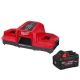 Milwaukee M18 18V Lithium-Ion REDLITHIUM FORGE 8.0 Ah Battery Pack with M18 18V Dual Bay Simultaneous Super Charger 48-59-1881SC