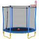 Flynama 5.5 ft. Mini Toddler Trampoline in Blue with Enclosure Basketball Hoop and Ball Included DJ-309258AAC