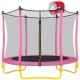 Flynama 5.5 ft. Mini Toddler Trampoline in Pink with Enclosure Basketball Hoop and Ball Included DJ-309258AAH