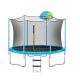 Miscool Ami 8 ft Blue Trampoline with Safety Enclosure Net, Basketball Hoop and Ball, Outdoor Recreational Trampoline for Kids TPYCH10Y1AAC