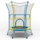 Gymax Kids Mini Trampoline with 59 in. Higher Enclosure Net Seamless Jumping Mat Zipper Door Yellow and Blue GYM13164