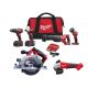 Milwaukee M18 18V Lithium-Ion Cordless Combo Kit with Two 3.0Ah Batteries (4-Tool) with 6-1/2 in. Circular Saw & Grinder 2696-24-2630-20-2686-20