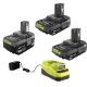 RYOBI ONE+ 18V Lithium-Ion Kit with 2.0 Ah and 4.0 Ah Batteries, Charger, and ONE+ 18V 2.0 Ah Lithium-Ion Battery PSK106SB-PBP006