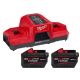 Milwaukee M18 18V Dual Bay Simultaneous Super Charger with (2) M18 REDLITHIUM FORGE HD 12.0 Ah Battery 48-59-1815-48-11-1813-x2