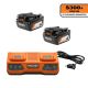 RIDGID 18V Dual Port Simultaneous Charger with 18V 4.0 Ah Lithium-Ion Battery (2-Pack) Special Buy AC95240SB