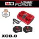 Milwaukee M18 18-Volt Lithium-Ion REDLITHIUM FORGE Starter Kit with Two XC 8.0 Ah Battery and Dual Bay Rapid Charger 48-59-1888