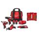 Milwaukee M12 12V Lithium-Ion Cordless 4-Tool Combo Kit with (2) Compact 1.5Ah Batteries and Charger w SHOCKWAVE Bit Set (23-Pc) 2497-24H-48-89-4631