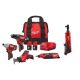 Milwaukee M12 12V Lithium-Ion Cordless 4-Tool Combo Kit with (2) Compact 1.5Ah Batteries, Charger and M12 3/8 in. Ratchet 2497-24H-2457-20