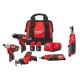Milwaukee M12 12V Li-Ion Cordless 4-Tool Combo Kit w (2) Compact 1.5Ah Batteries, Charger and M12 FUEL High Speed 3/8 in. Ratchet 2497-24H-2567-20
