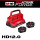 Milwaukee M18 18V Lithium-Ion REDLITHIUM FORGE Starter Kit with Two 12.0 Ah Battery Pack and PACKOUT 6-Port Rapid Charger 48-59-1842F